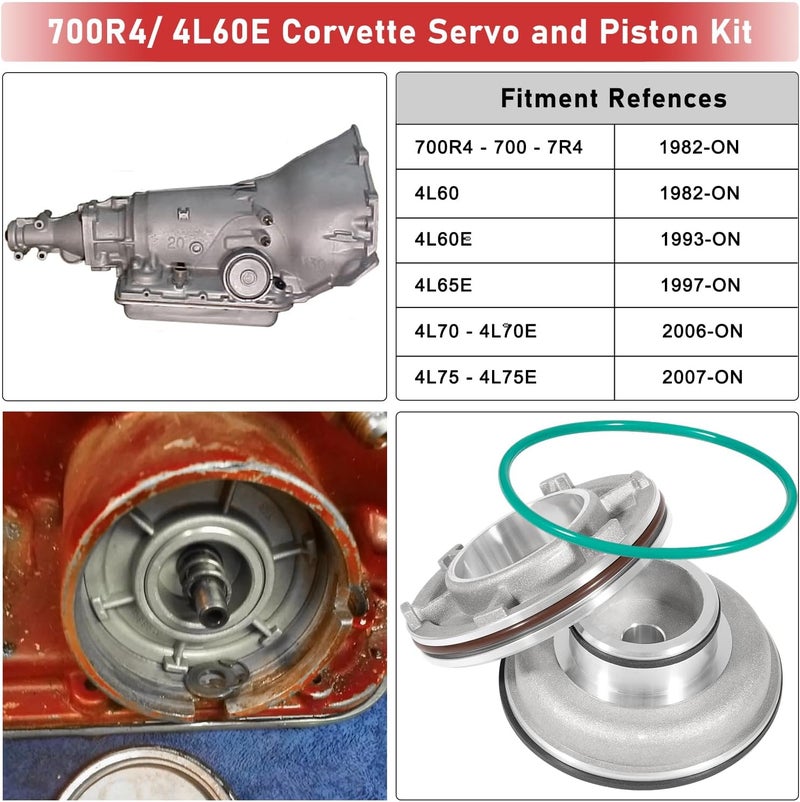 Camoo High Performance Corvette Servo Piston Kit Upgrade A74905BK TH700R4 4L60E 4L65E 2-4 Band Fits GM Corvette Style (1982-UP) - Image 2